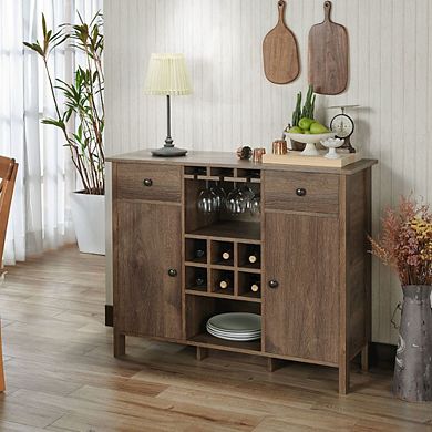 ENITIAL STAR Bonsall Wood Multi-Storage Buffet in Distressed Walnut