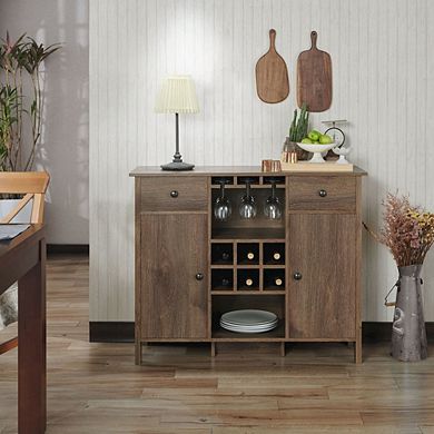 ENITIAL STAR Bonsall Wood Multi-Storage Buffet in Distressed Walnut