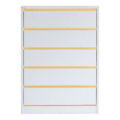 ENITIAL STAR Kaol Modern Wood 5-Drawer Chest in White
