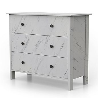 ENITIAL STAR Knott Contemporary Wood 3-Drawer Chest in White