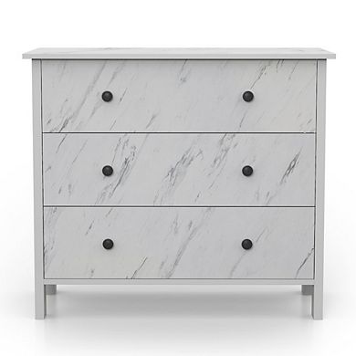 ENITIAL STAR Knott Contemporary Wood 3-Drawer Chest in White