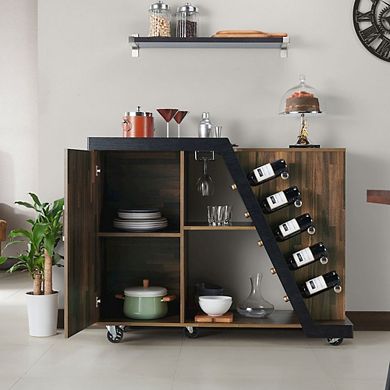 ENITIAL STAR Ando Wood Buffet with Casters in Light Hickory Brown