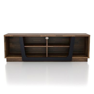 ENITIAL STAR Hart Wood 6-Shelf TV Stand in Light Hickory Brown