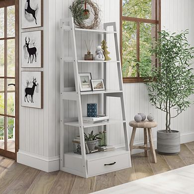 ENITIAL STAR Ploomer Transitional Wood 1-Drawer Bookcase in White