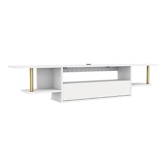 ENITIAL STAR Haft Wood 63 Length Floating TV Console in White