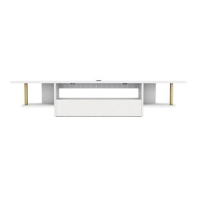 ENITIAL STAR Haft Wood 63 Length Floating TV Console in White