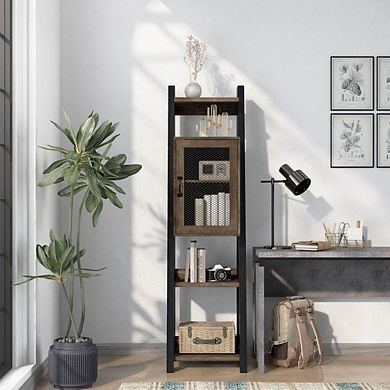 ENITIAL STAR Acres Wood 6-Shelf Tower Cabinet in Brown