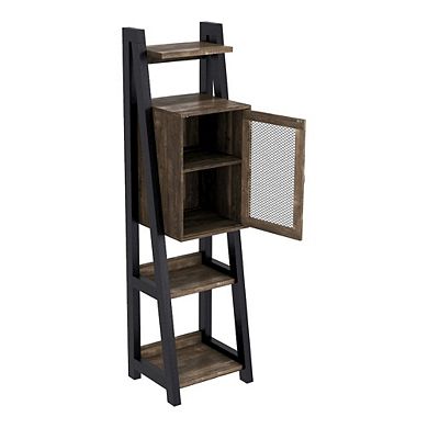 ENITIAL STAR Acres Wood 6-Shelf Tower Cabinet in Brown
