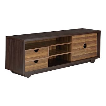 ENITIAL STAR Evo Contemporary Wood 2-Drawer TV Stand in Brown Wenge