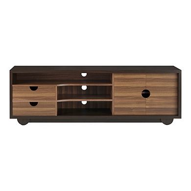 ENITIAL STAR Evo Contemporary Wood 2-Drawer TV Stand in Brown Wenge