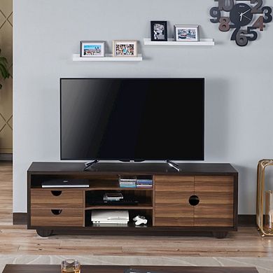ENITIAL STAR Evo Contemporary Wood 2-Drawer TV Stand in Brown Wenge