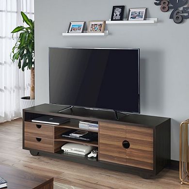 ENITIAL STAR Evo Contemporary Wood 2-Drawer TV Stand in Brown Wenge