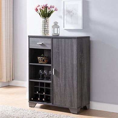 ENITIAL STAR Morchi Modern Wood 12-Bottle Buffet in Dark Gray