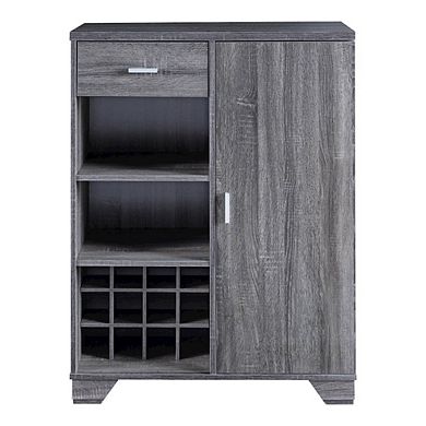 ENITIAL STAR Morchi Modern Wood 12-Bottle Buffet in Dark Gray