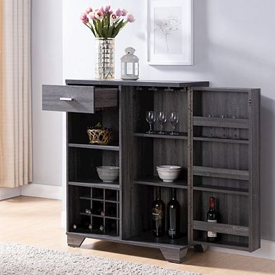 ENITIAL STAR Morchi Modern Wood 12-Bottle Buffet in Dark Gray