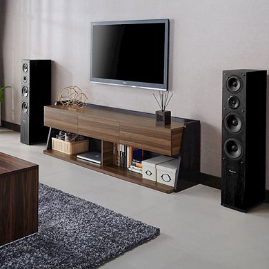 ENITIAL STAR Taren Contemporary Wood 70-Inch TV Stand in Light Walnut