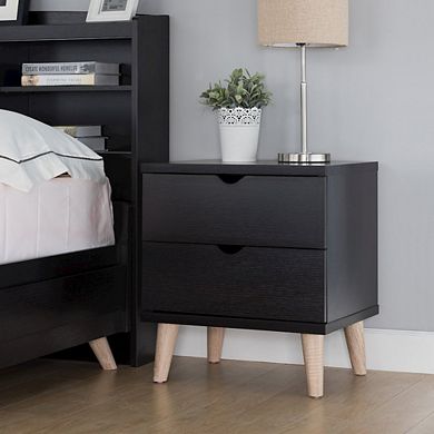 ENITIAL STAR Enora Adult Modern 2-Drawer Nightstand, Cappuccino