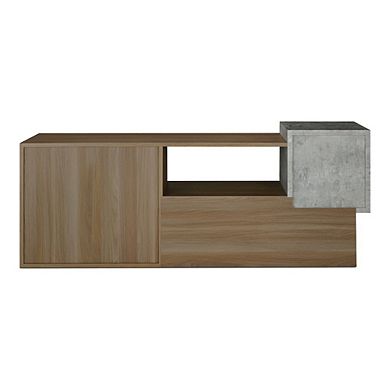 ENITIAL STAR Mulle Contemporary 7-Shelf Geometric Bookcase, Honey Walnut