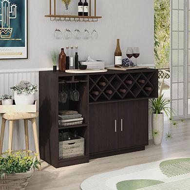 ENITIAL STAR Derick Wood Multi-Storage Buffet Cabinet in Espresso