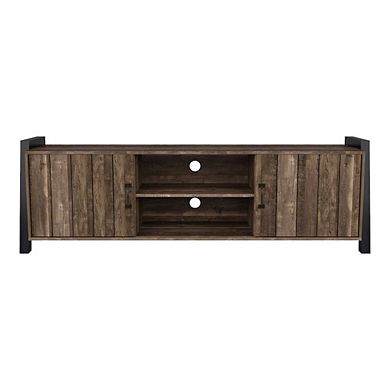 ENITIAL STAR Acres Farmhouse Wood 6-Shelf TV Console in Brown