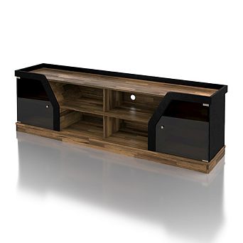 ENITIAL STAR Mounthill 8-Shelf Wood 70 TV Stand with 2 Doors, Light Hickory