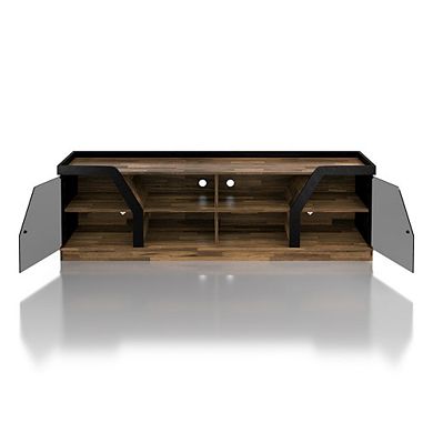 ENITIAL STAR Mounthill 8-Shelf Wood 70 TV Stand with 2 Doors, Light Hickory