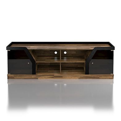 ENITIAL STAR Mounthill 8-Shelf Wood 70 TV Stand with 2 Doors, Light Hickory
