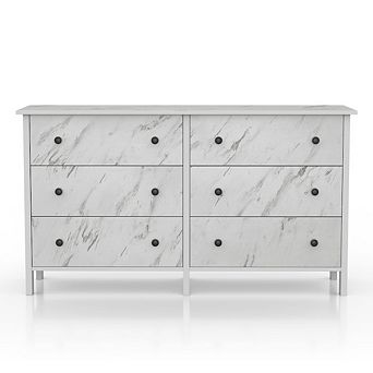 ENITIAL STAR Knott Contemporary Wood 6-Drawer Dresser in White