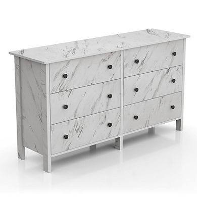 ENITIAL STAR Knott Contemporary Wood 6-Drawer Dresser in White