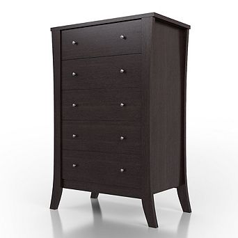 ENITIAL STAR Arango Espresso Wood 5 Tall Drawer Dresser Chest