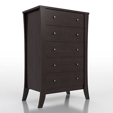 ENITIAL STAR Arango Espresso Wood 5 Tall Drawer Dresser Chest