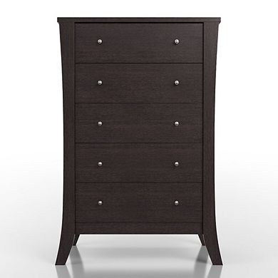 ENITIAL STAR Arango Espresso Wood 5 Tall Drawer Dresser Chest