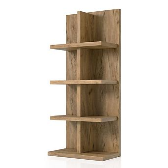 ENITIAL STAR Santo Wood 4-Shelf Bookcase in Light Oak