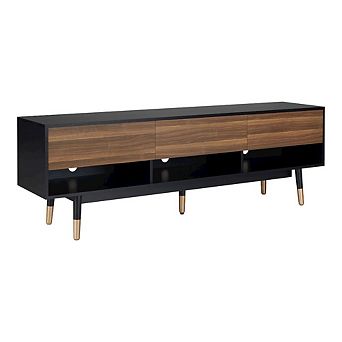 ENITIAL STAR Zuna Mid-Century Modern Wood 3-Drawer TV Stand in Black