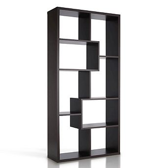 ENITIAL STAR Adeo Contemporary Wood 10-Shelf Bookcase in Walnut