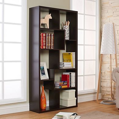 ENITIAL STAR Adeo Contemporary Wood 10-Shelf Bookcase in Walnut