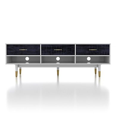 ENITIAL STAR Fabiano 3-Drawer and 3-Shelf Solid Wood 70 TV Stand, Rustic Navy Blue