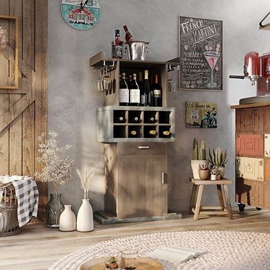 ENITIAL STAR Orville Modern Wood Multi-Storage Buffet in Chestnut Brown