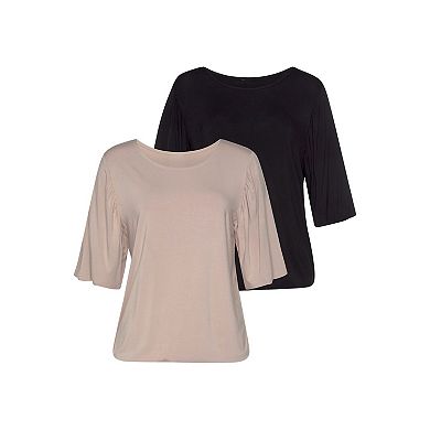 Lascana Women's 2 Pk Wide Sleeve Tops