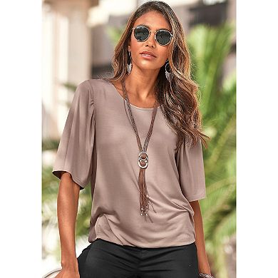 Lascana Women's 2 Pk Wide Sleeve Tops