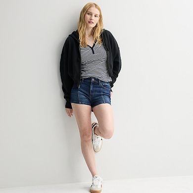 Juniors' SO® High Rise Seamed Jean Shorts
