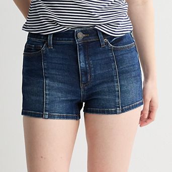 Juniors' SO® High Rise Seamed Jean Shorts