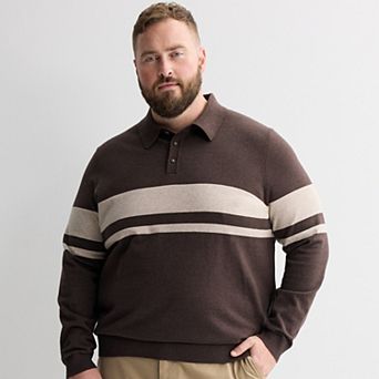 Big & Tall Sonoma Goods For Life® Long Sleeve Striped Sweater Polo