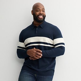 Big & Tall Sonoma Goods For Life® Long Sleeve Striped Sweater Polo