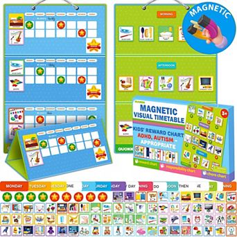 QUOKKA Visual Schedule for Kids 145 Reward Chore Chart for Autism & ADHD, Age 5-7