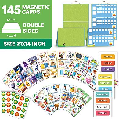 QUOKKA Visual Schedule for Kids 145 Reward Chore Chart for Autism & ADHD, Age 5-7