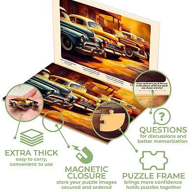 QUOKKA Set of 3 Dementia Jigsaw Puzzles with Dog, Horse & Car 100 PCS Alzheimers Puzzle for Elderly