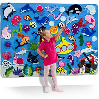 QUOKKA Felt Board - 70 pc Double-Thick Ocean Set for Kids 2-5 Years Old for Indoor and Classroom