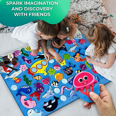 QUOKKA Felt Board - 70 PCS Double-Thick Ocean Set for Kids 2-5 Years Old for Indoor and Classroom