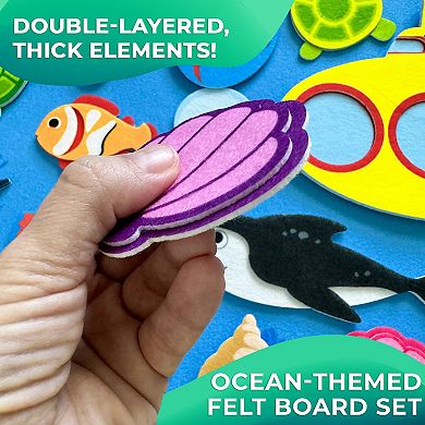 QUOKKA Felt Board - 70 PCS Double-Thick Ocean Set for Kids 2-5 Years Old for Indoor and Classroom